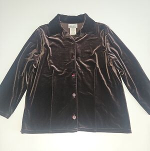 Kathie Lee Collection Dark Brown Velvety Button-Front Jacket